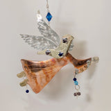 Blue Bead Angel Metal Ornament