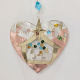 Nativity Heart Metal Ornament