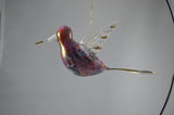 Hand Blown Glass Painted Hummingbird Ornament (Red)