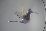 Hand Blown Glass Painted Hummingbird Ornament (Blue)
