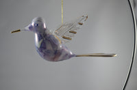 Hand Blown Glass Painted Hummingbird Ornament (Blue)