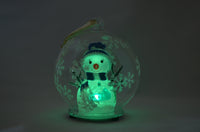 Light-up Snowman Blue Hat and Scarf Globe Ornament 6 colors
