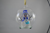 Light-up Snowman Blue Hat and Scarf Globe Ornament 6 colors