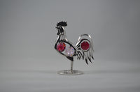 Silver Plated Rooster Figurine with Swarovski Crystals