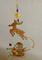 Hand Crafted Metal Santa and Reindeer